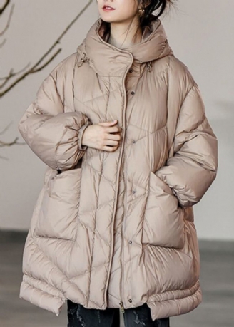 Plus Size Khaki Oversized Fickor Duck Down Puffer Jacka Vinter