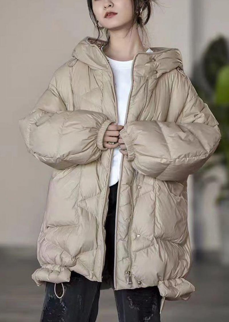 Plus Size Khaki Oversized Fickor Duck Down Puffer Jacka Vinter - Dunjackor för kvinnor