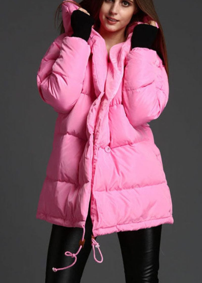 Plus Size Rosa Luva Dragsko Vinter Duck Down Coat - Dunjackor för kvinnor