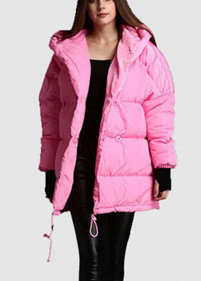 Plus Size Rosa Luva Dragsko Vinter Duck Down Coat - Dunjackor för kvinnor