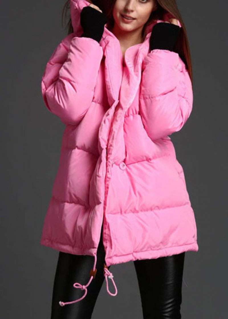 Plus Size Rosa Luva Dragsko Vinter Duck Down Coat - Dunjackor för kvinnor