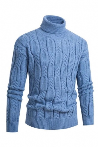 Polokrage Jacquard Tröja Herr Vintage Warm Solid Pullover Pull Marque Luxe Sweater