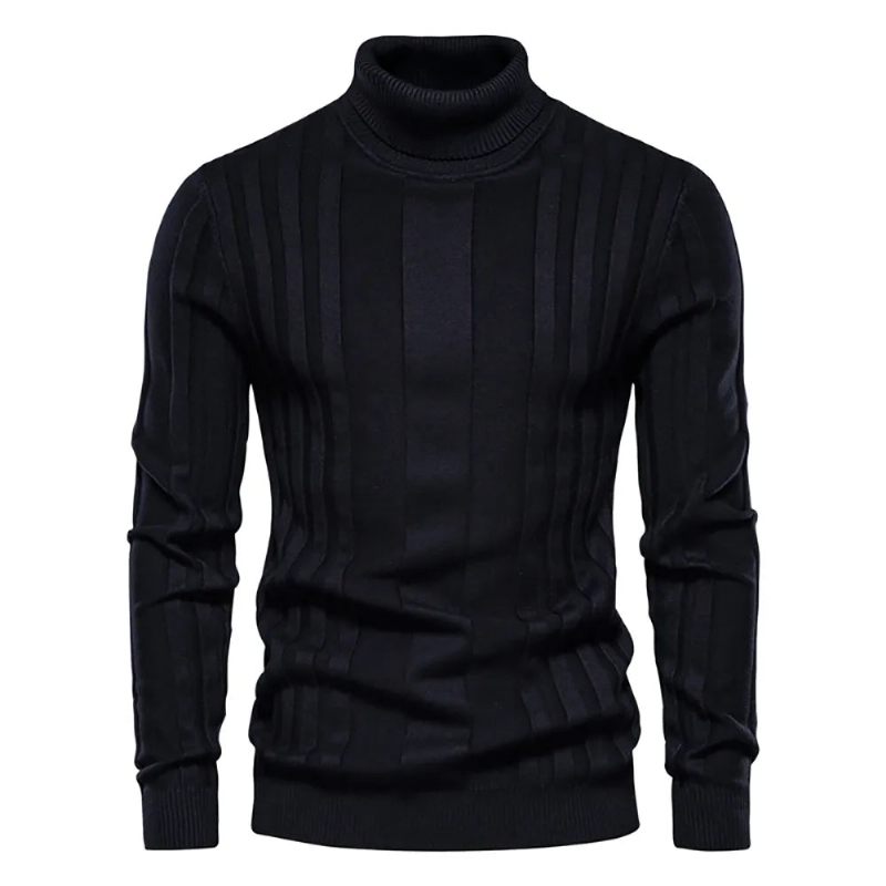 Pullovers Turtleneck Herr Casual Basic Solid Varmrandig Tröja Vintertröjor - Brun