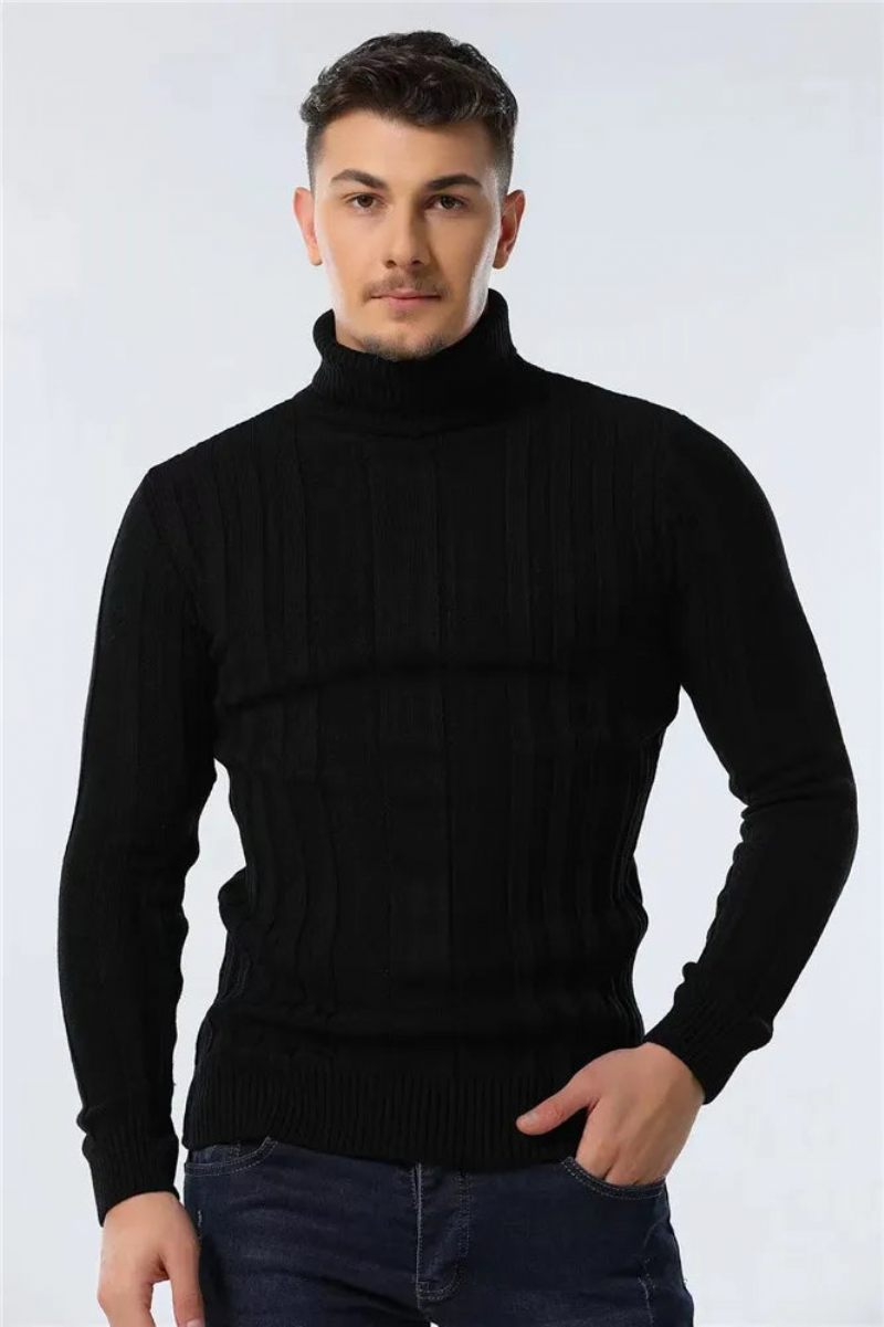 Pullovers Turtleneck Herr Casual Basic Solid Varmrandig Tröja Vintertröjor - Brun