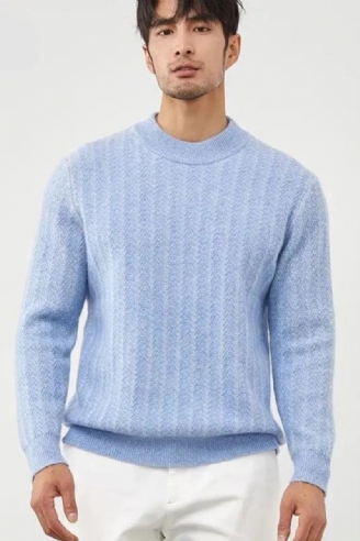 Pure Cashmere Tröja Herr Med O-ringning High-end Stickad Tjock Jacka Ungdom Varm Skjorta