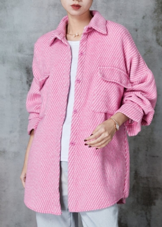 Rosa Randig Manchesterkappa Oversized Fickor Spring