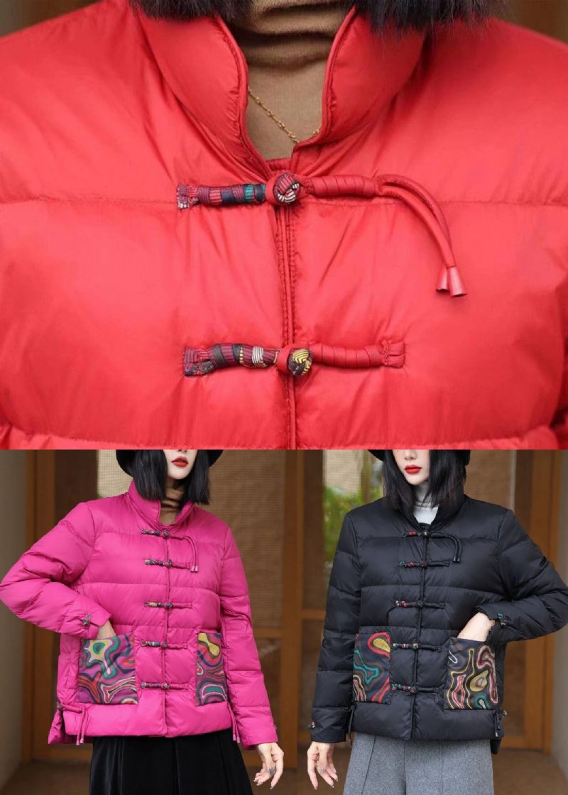 Rose Oriental Button Duck Down Canada Goose Jacka Stativ Krage Vinter - Dunjackor för kvinnor