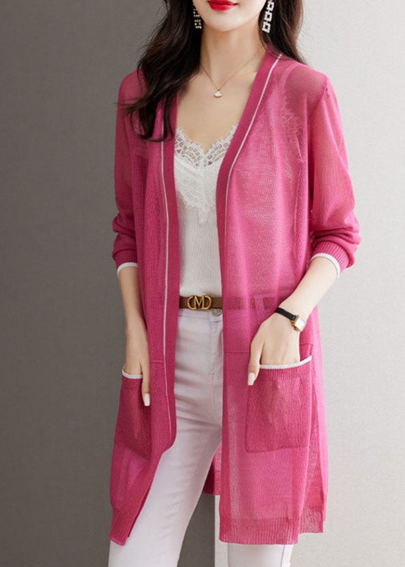 Rose Patchwork Ice Size Stickade Cardigans Sommar - Rose