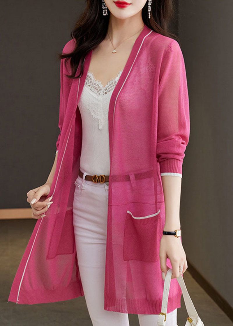 Rose Patchwork Ice Size Stickade Cardigans Sommar - Rose