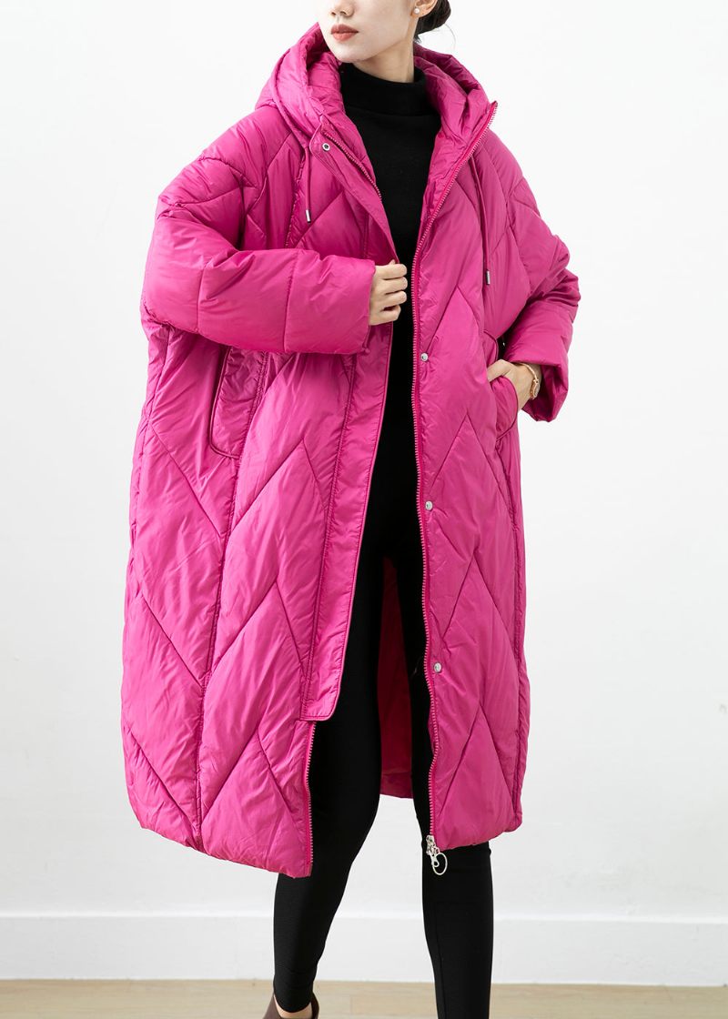 Rose Tjock Bomull Fylld Puffer Jacka Hooded Pockets Winter