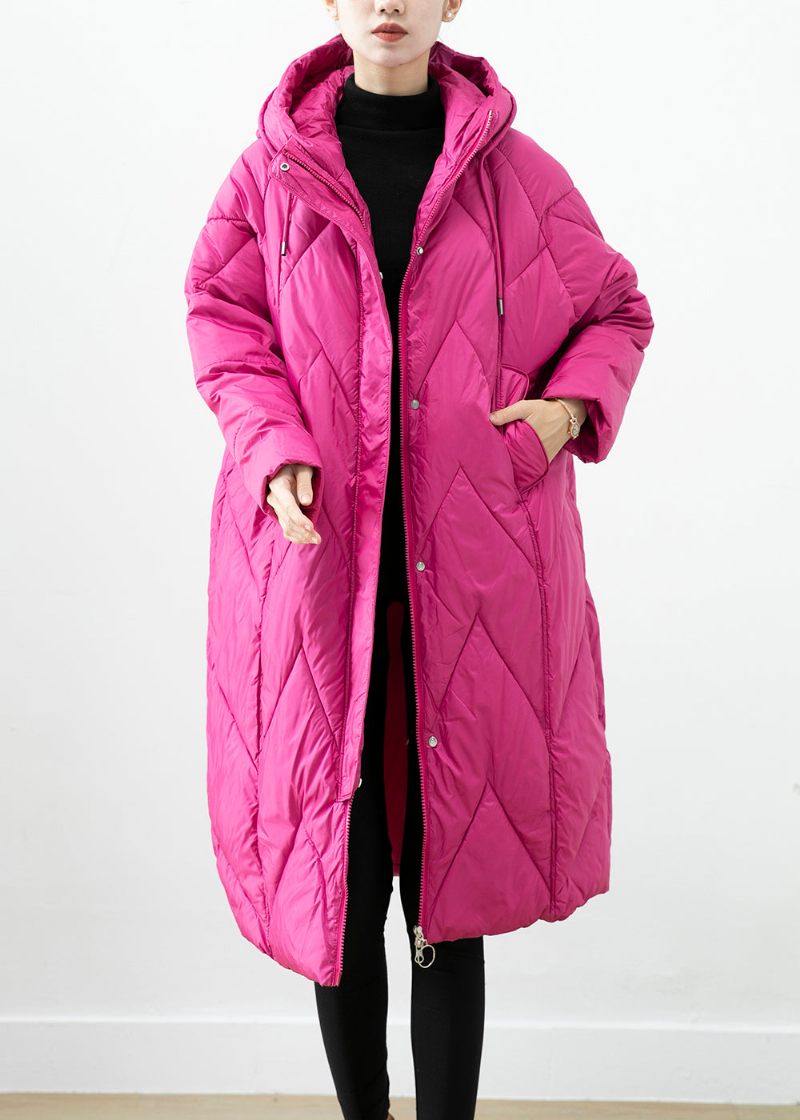 Rose Tjock Bomull Fylld Puffer Jacka Hooded Pockets Winter - Dunjackor för kvinnor