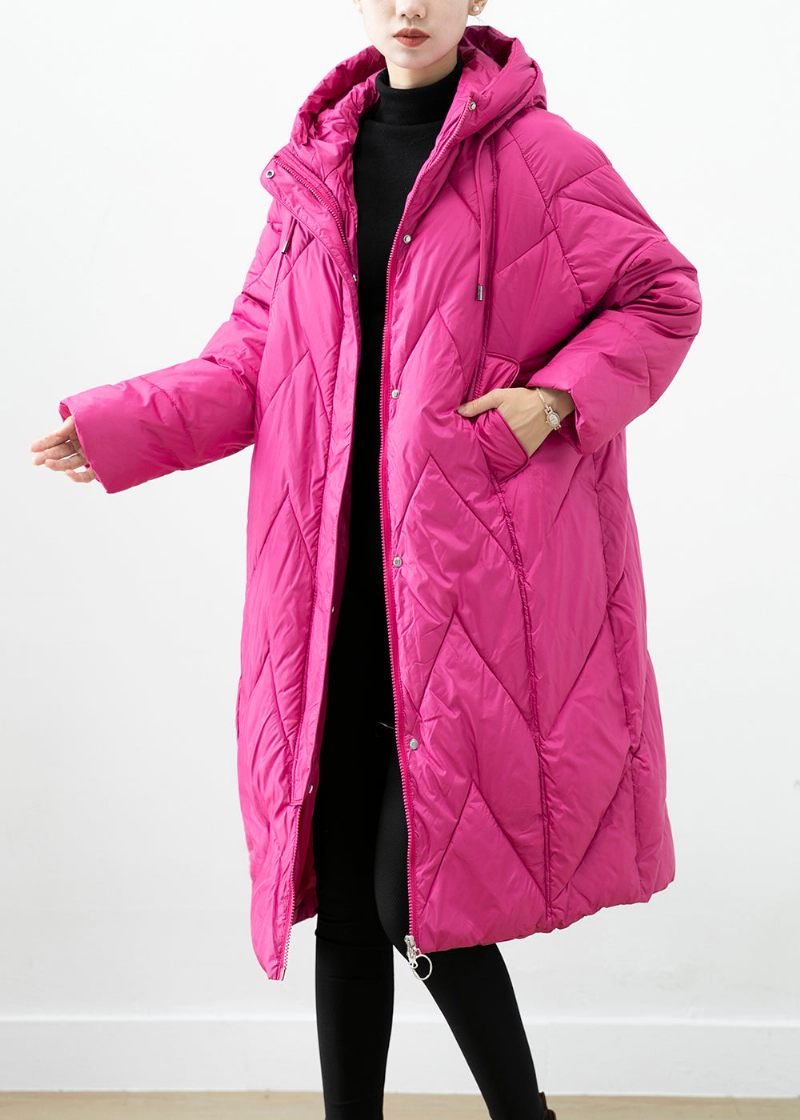 Rose Tjock Bomull Fylld Puffer Jacka Hooded Pockets Winter - Dunjackor för kvinnor