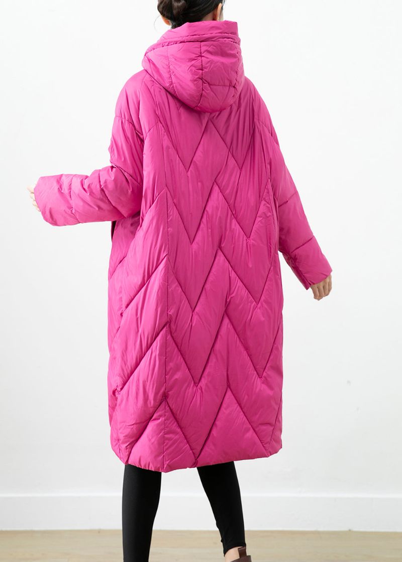 Rose Tjock Bomull Fylld Puffer Jacka Hooded Pockets Winter - Dunjackor för kvinnor