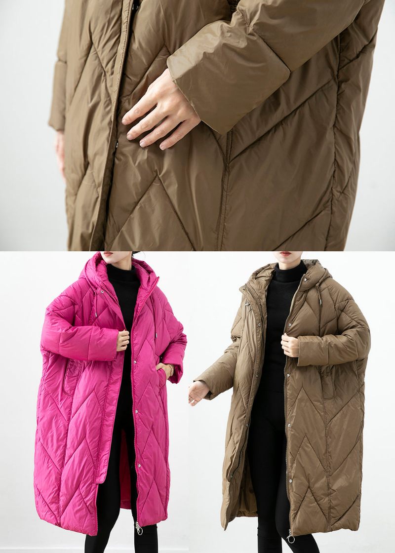 Rose Tjock Bomull Fylld Puffer Jacka Hooded Pockets Winter - Dunjackor för kvinnor