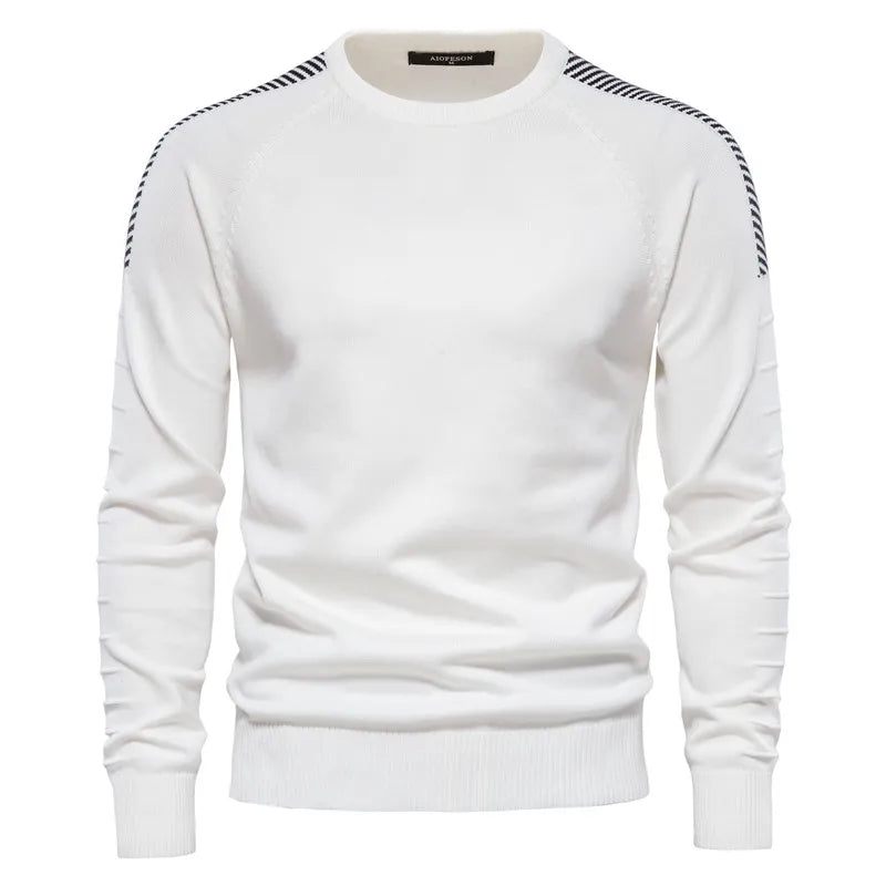 Skarvad Drop Sleeve Sweater Herr Casual O-ringad Slim Fit Pullovers Herrtröjor Vinter Varm Stickad Tröja För - Vit