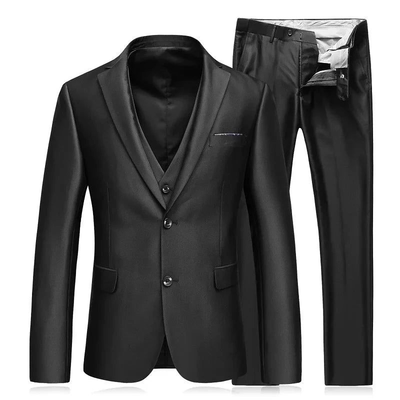 Slim Fit Kostymer Män Notch Lapel Business Bröllop Brudgum Fritid Smoking Senaste Rockbyxdesignerna - Svart