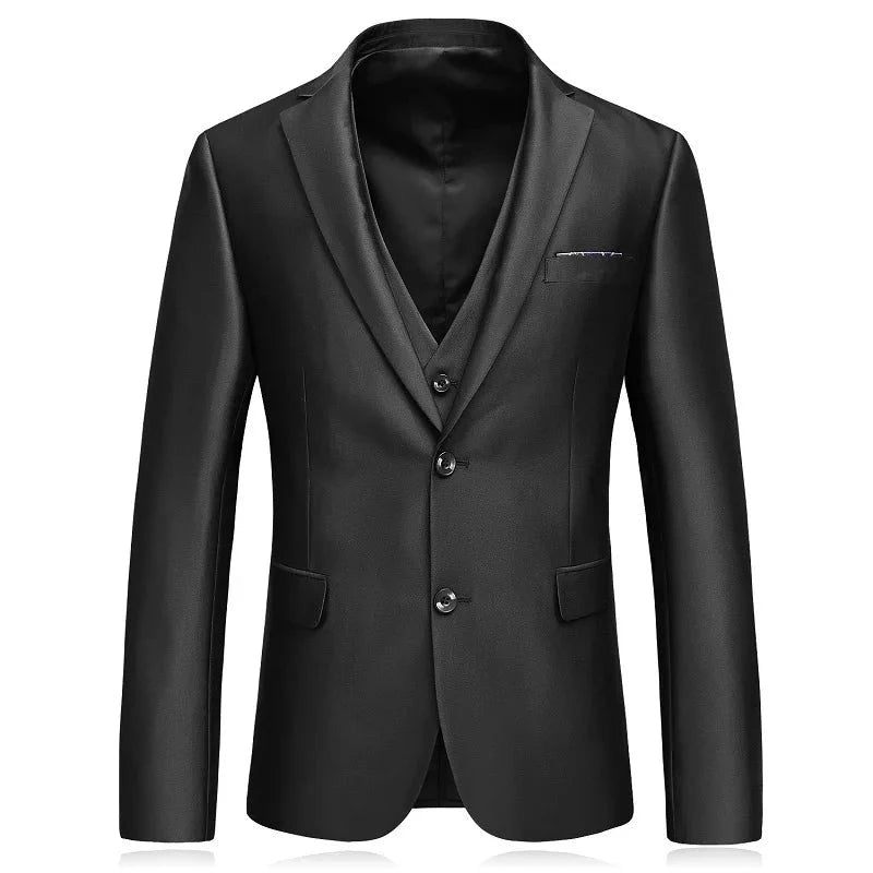 Slim Fit Kostymer Män Notch Lapel Business Bröllop Brudgum Fritid Smoking Senaste Rockbyxdesignerna - Svart