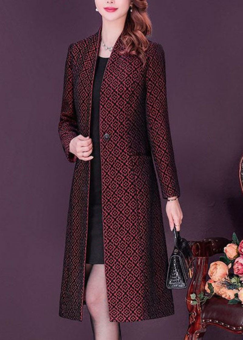 Slim Fit Mulberry Stand Collar Jacquard Spandex Trench Långärmad