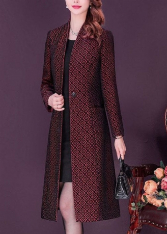 Slim Fit Mulberry Stand Collar Jacquard Spandex Trench Långärmad