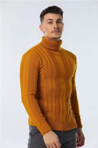 Slim Fit Pullovers Turtleneck Herr Casual Basic Enfärgad Varmrandig Tröja Nya Vintertröjor