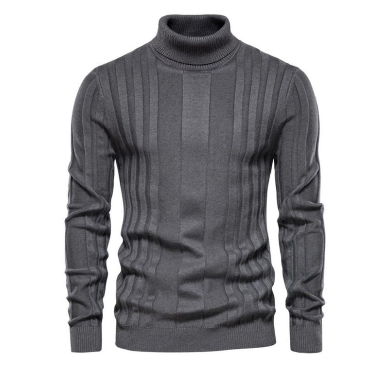 Slim Fit Pullovers Turtleneck Herr Casual Basic Enfärgad Varmrandig Tröja Nya Vintertröjor - Brun