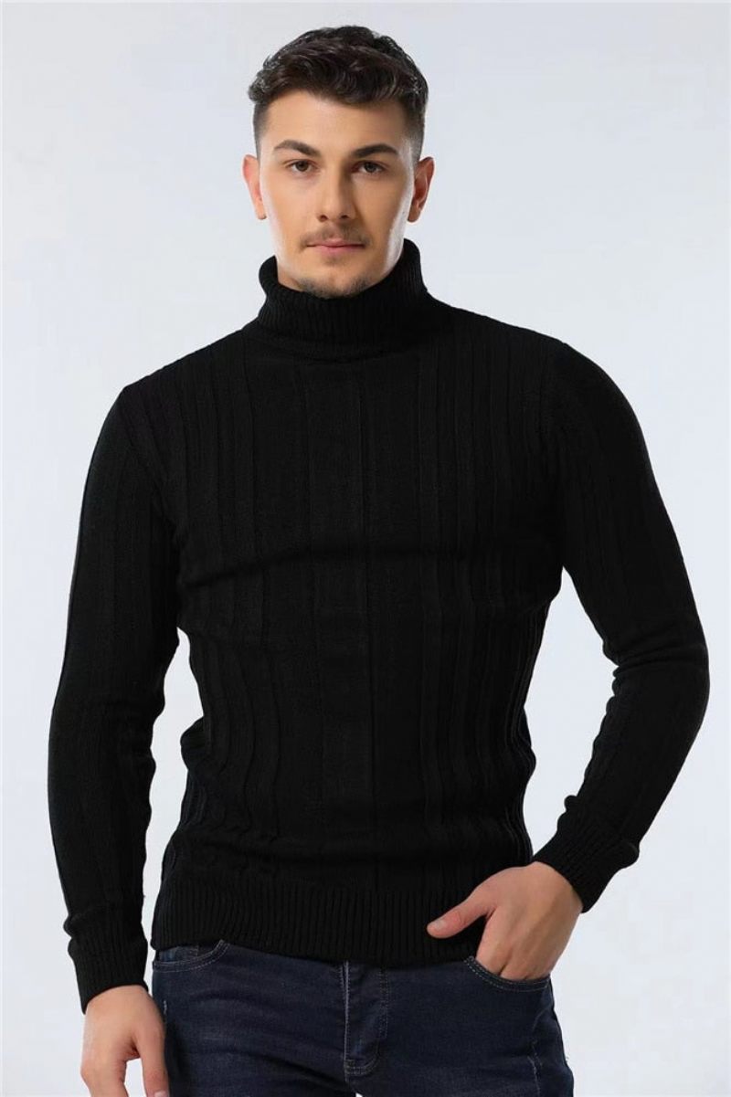 Slim Fit Pullovers Turtleneck Herr Casual Basic Enfärgad Varmrandig Tröja Nya Vintertröjor - Brun