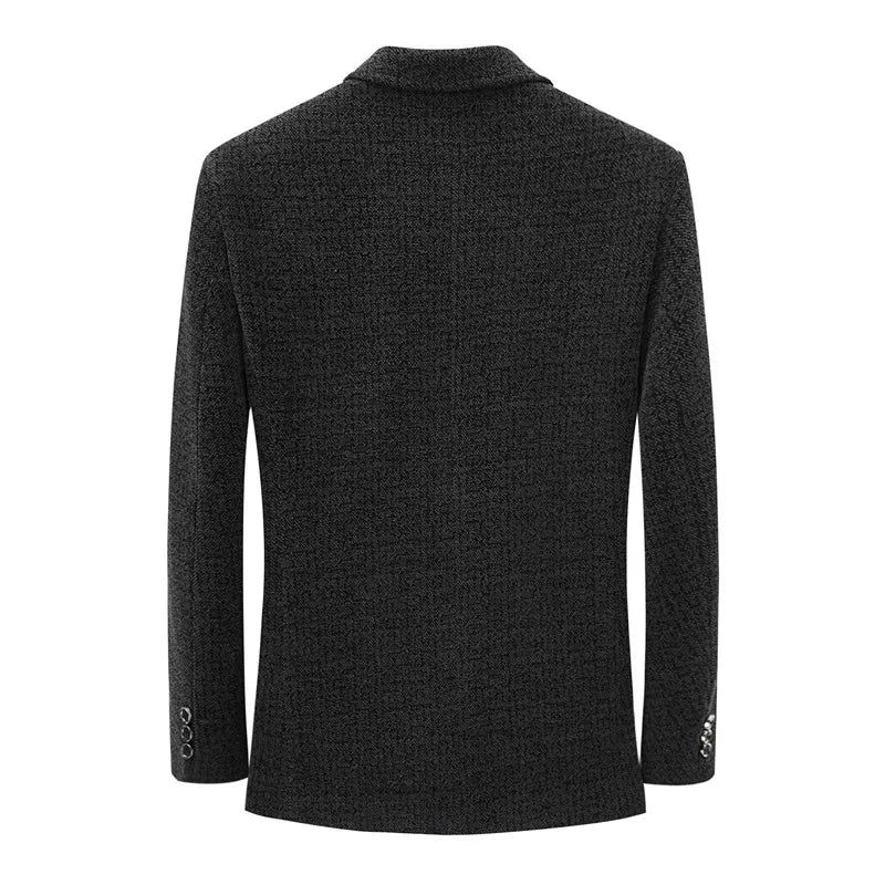 Slim-fit Trendbankett För Män Stilig Casual Kostym Tweed Kostymjacka - Svart