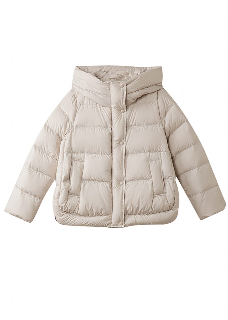 Snygg Beige Hooded Duck Down Puffer Coat Vinter - Dunjackor för kvinnor