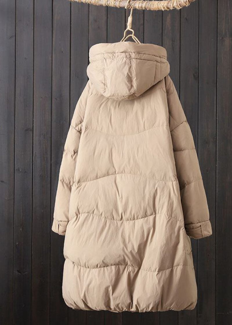 Snygga Khaki Hooded Dragsko Fickor Duck Down Puffers Jackor Vinter - Dunjackor för kvinnor