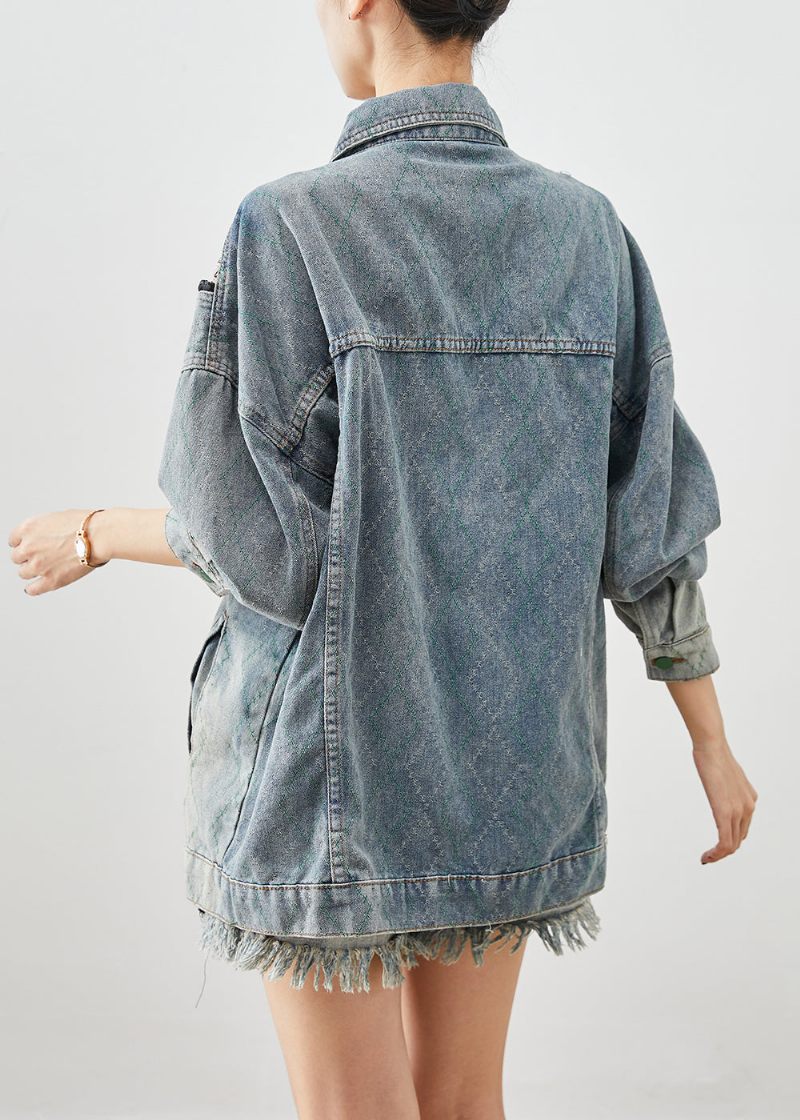 Snygga Zip Up Patchwork Denimrockar Höst - Vinterkappor för kvinnor