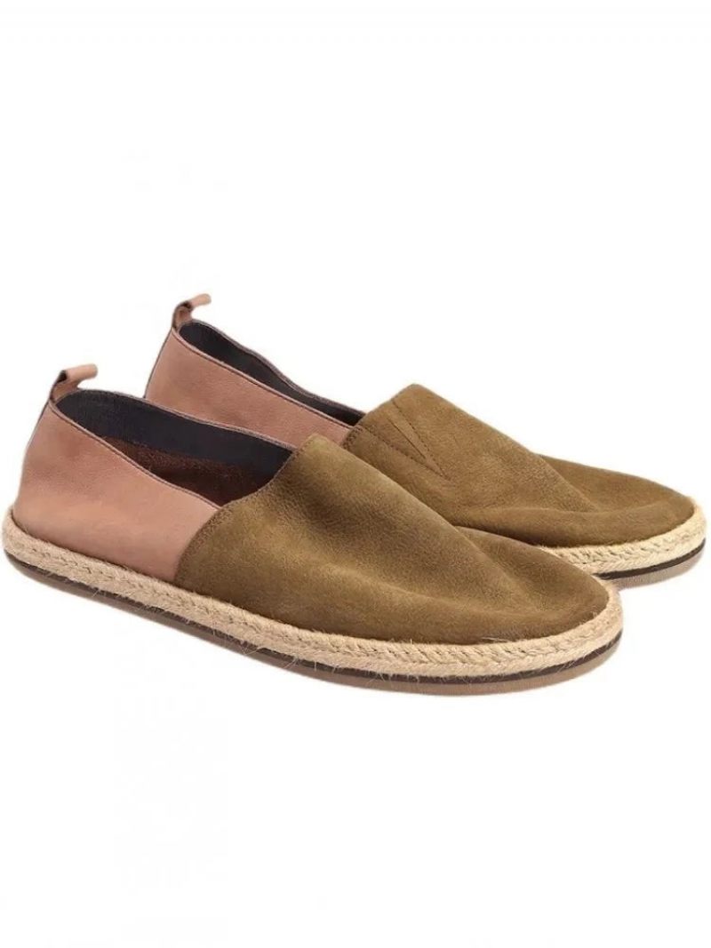 Sommar Andas Loafers Äkta Läder Herr Slip-on Daily Casual Platta Skor Man Vintage - Kaffe