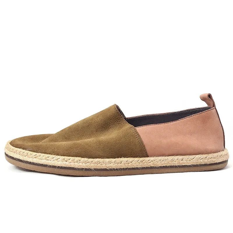 Sommar Andas Loafers Äkta Läder Herr Slip-on Daily Casual Platta Skor Man Vintage - Kaffe