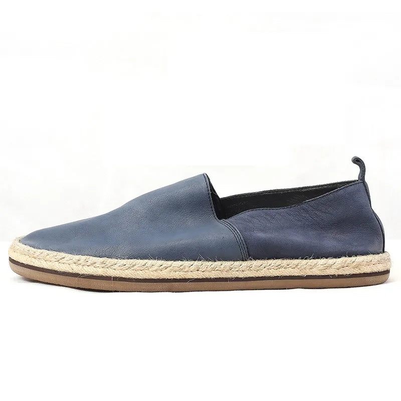 Sommar Andas Loafers Äkta Läder Herr Slip-on Daily Casual Platta Skor Man Vintage - Kaffe