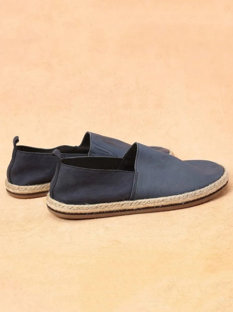 Sommar Andas Loafers Äkta Läder Herr Slip-on Daily Casual Platta Skor Man Vintage - Kaffe