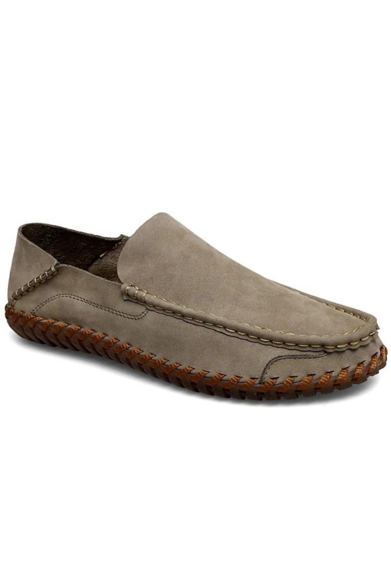 Sommar Herr Casual Slip On Läderskor Mjuk Komfort Skor Loafers