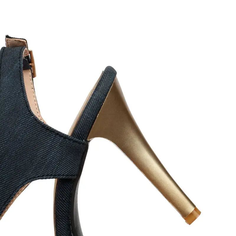 Sommar Kvinnliga Sandaler Öppen Tå Crossover Spänne Strap Stiletto Plattform Skor - Vit