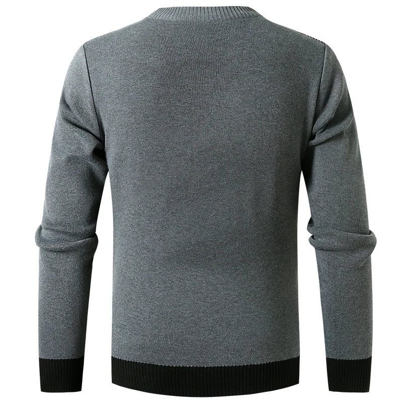 Stickad Tröja Män Slim Dragkedja Mock Neck Män Causal Solid Herrkläder - Röd