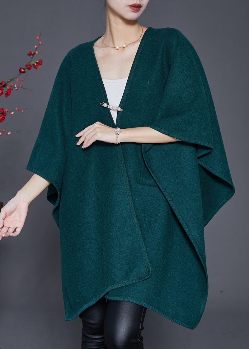 Stil Blackish Green Oversized Woolen Cardigan Winter - Ullrockar för kvinnor