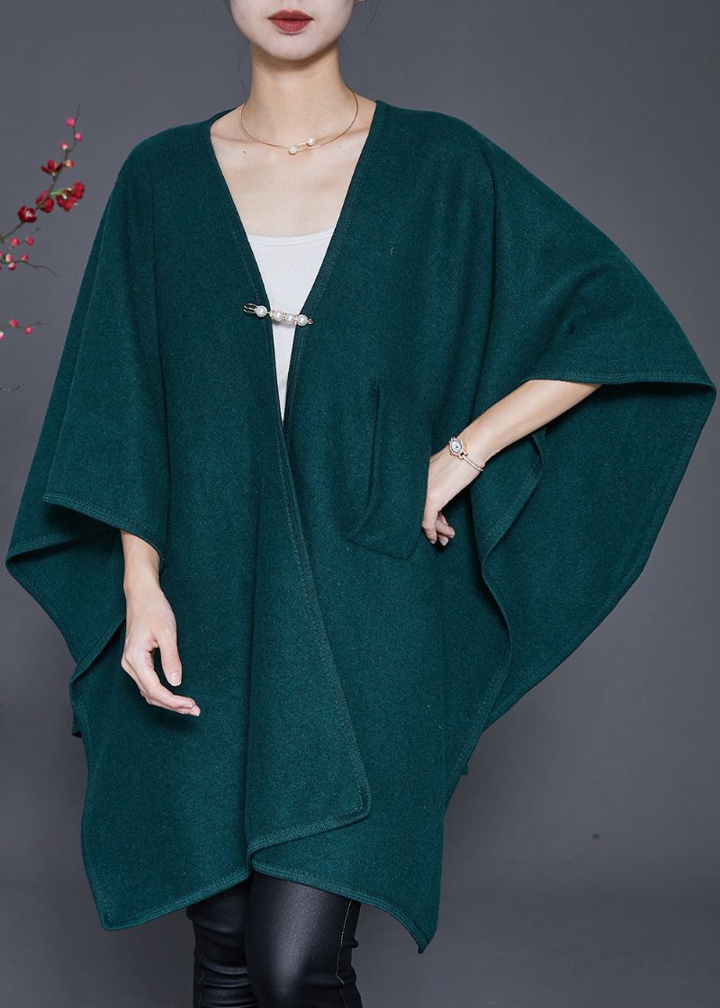 Stil Blackish Green Oversized Woolen Cardigan Winter - Ullrockar för kvinnor