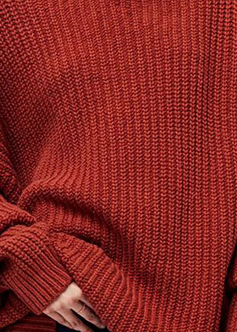 Stil Caramel Turtle Neck Oversized Ull Stickad Tröja Toppar Vinter - Ullrockar för kvinnor