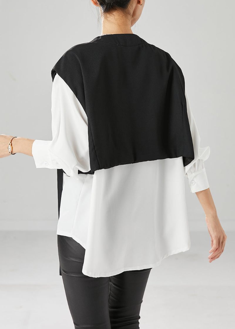 Stil Colorblock Oversized Patchwork Bomull Falska Tvådelade Kappor Höst - Vinterkappor för kvinnor