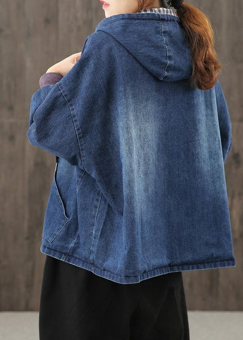 Stil Huvfickor Kläder För Kvinnor Fotografi Denim Blå Blusar - Trenchcoats för kvinnor