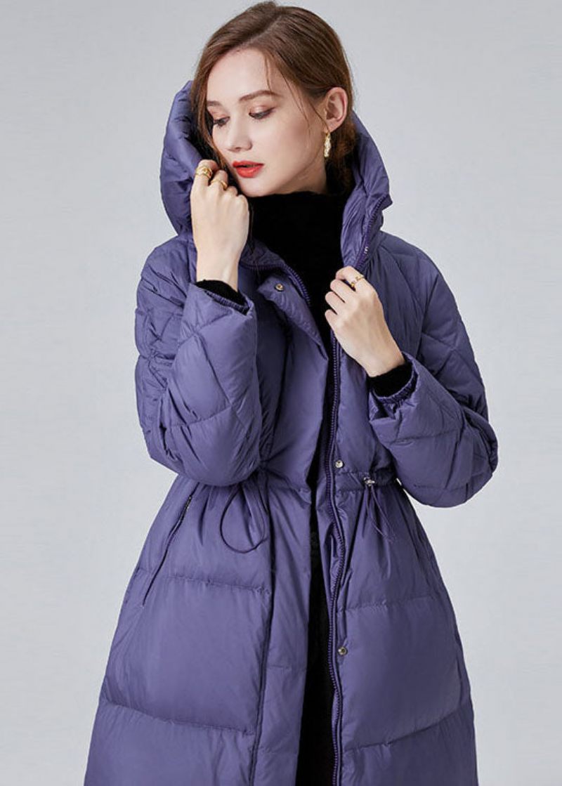 Stil Lila Hooded Dragsko Duck Down Puffer Jacka Vinter