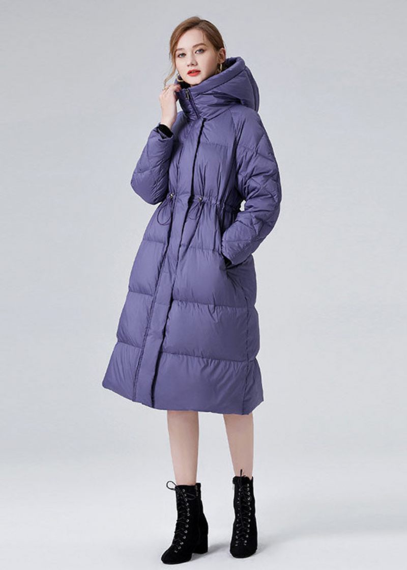 Stil Lila Hooded Dragsko Duck Down Puffer Jacka Vinter - Lila