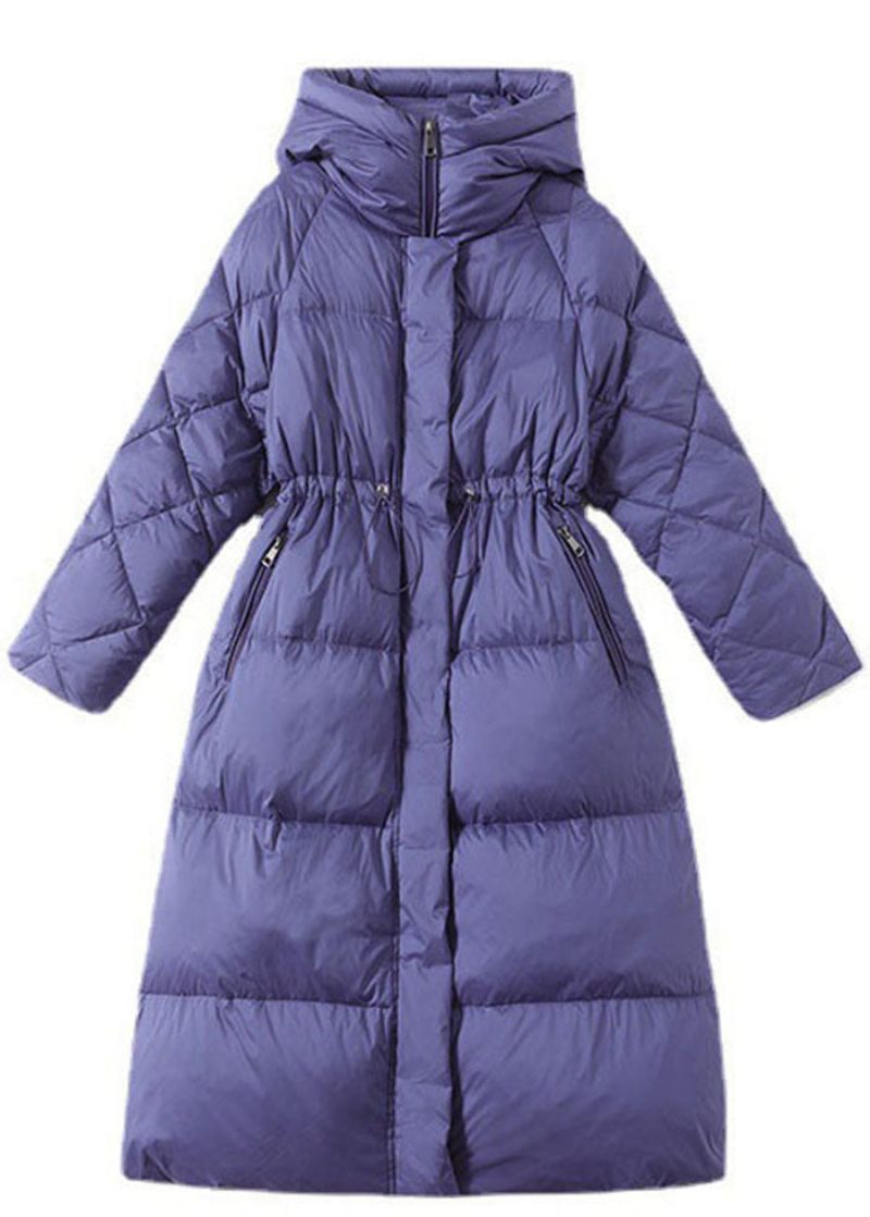 Stil Lila Hooded Dragsko Duck Down Puffer Jacka Vinter - Lila