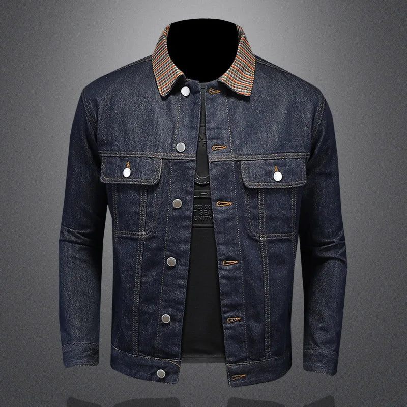 Stilig Trend Allt Med Boutique Enkel Ripped Men's Denim Coat Herr Four Seasons - Tvättad Blå