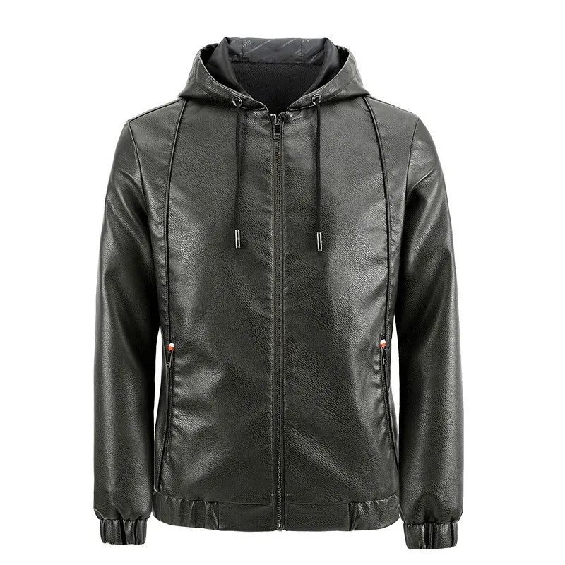 Stilig Trend Casual Man Huva Smal Motorcykel Jacka Tjock Vinter) Reser - Svart