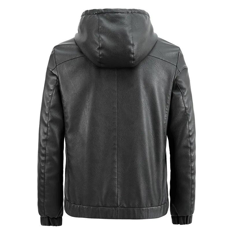 Stilig Trend Casual Man Huva Smal Motorcykel Jacka Tjock Vinter) Reser - Svart