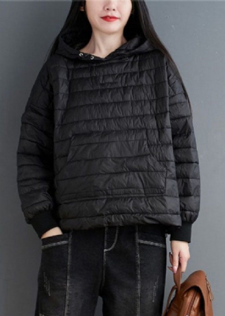 Svart Dragsko Fine Cotton Filled Jackor Hooded Winter