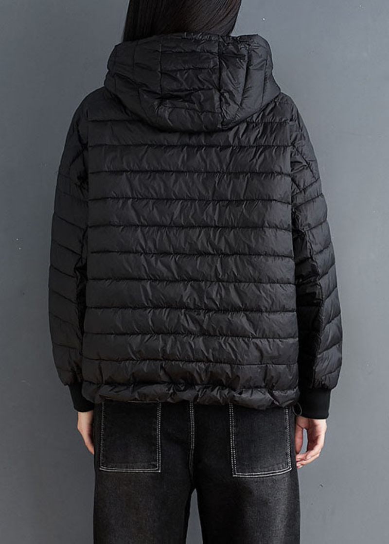 Svart Dragsko Fine Cotton Filled Jackor Hooded Winter - Röd